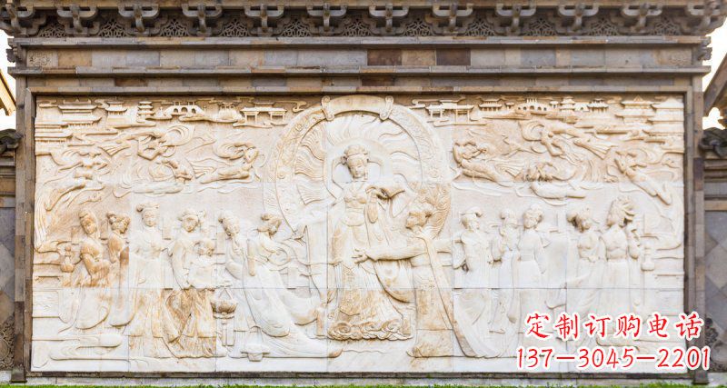 益阳中领雕塑:古代人物石浮雕影壁