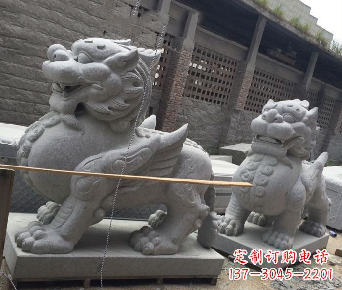 益阳中领雕塑–精美的古代神兽大理石貔貅雕塑