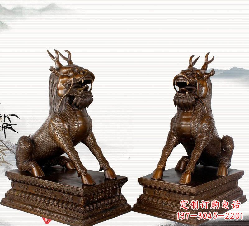 益阳古典神麒麟铜雕,馥玉臻品