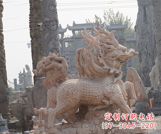 益阳中领雕塑:古典麒麟石雕,美丽传承