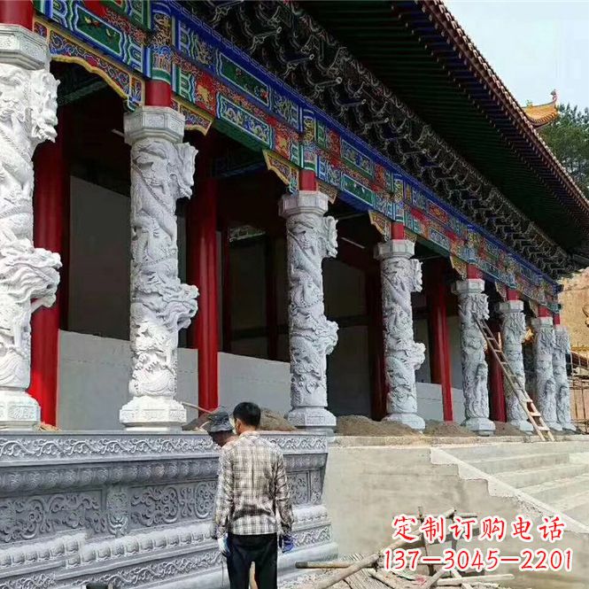 益阳古建汉白玉龙柱石雕