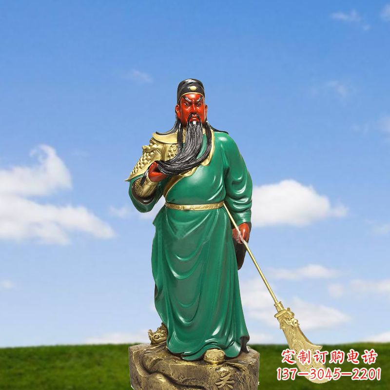 益阳精美彩绘关公雕塑