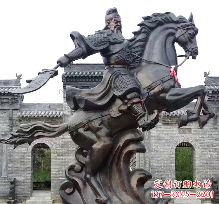 益阳精致细腻的关公骑马雕塑