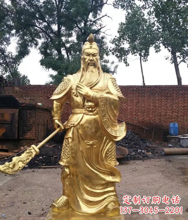益阳关公提刀武财神铜雕,展现神秘而又令人敬畏的力量