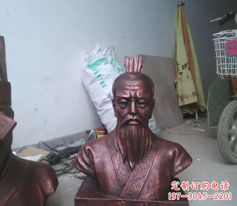 益阳管仲古代人物胸像铜雕,展现古代官僚风范