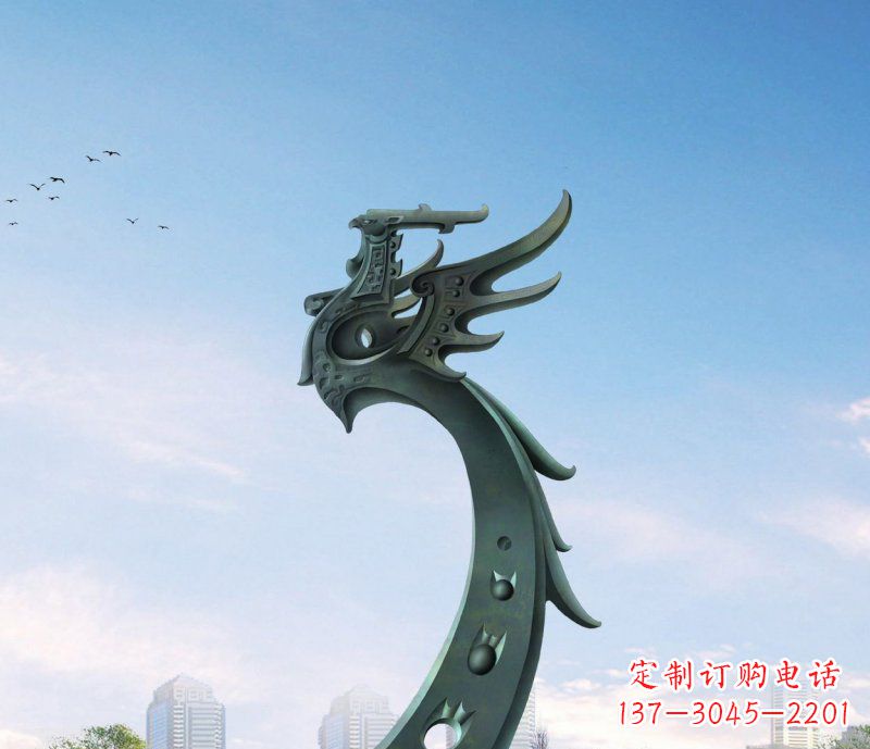 益阳广场不锈钢抽象凤凰雕塑 (6)