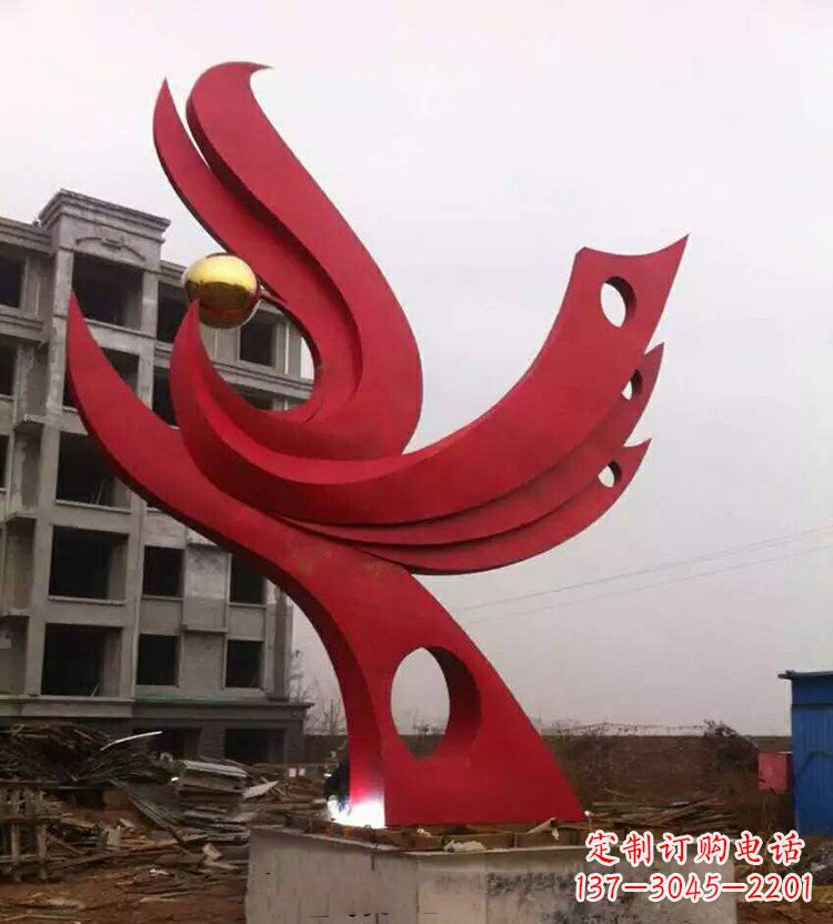 益阳全新抽象凤凰不锈钢雕塑