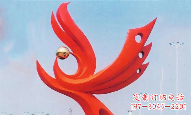 益阳新中领雕塑-不锈钢抽象凤凰雕塑