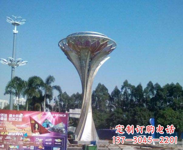 益阳广场不锈钢抽象莲花雕塑