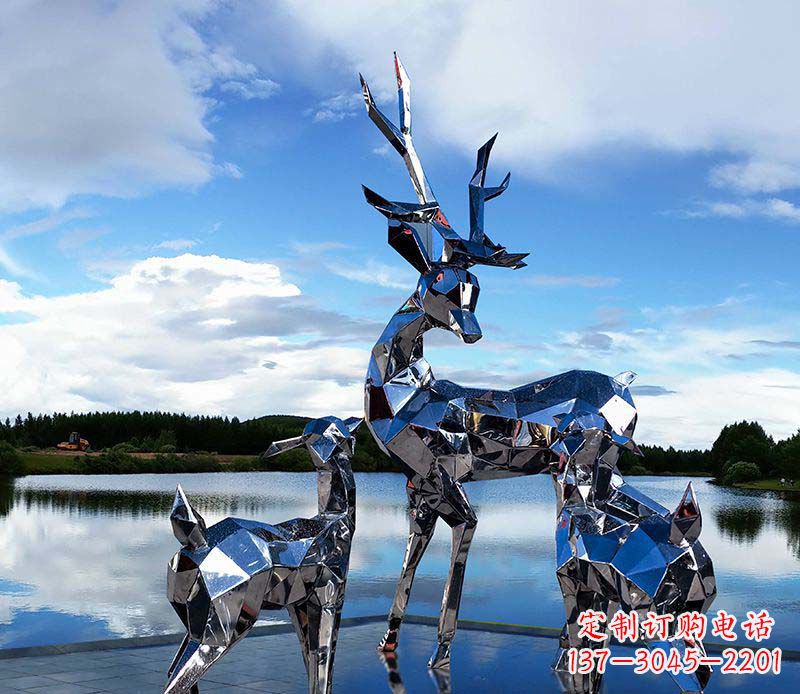 益阳中领雕塑出品:优雅梅花鹿不锈钢雕塑