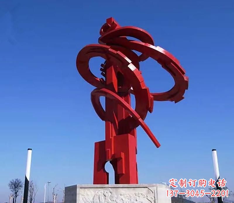 益阳广场不锈钢抽象飘带雕塑2