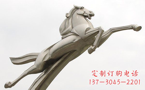 益阳广场不锈钢抽象一马当先景观雕塑