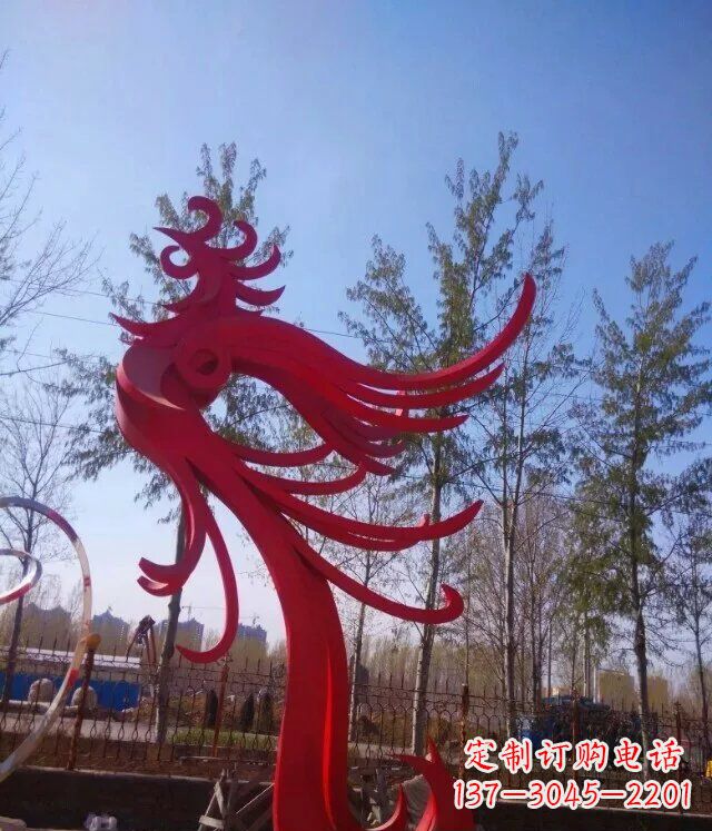 益阳广场不锈钢大型抽象凤凰雕塑
