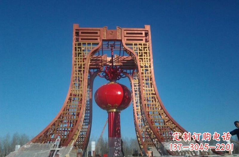 益阳广场不锈钢大型灯笼雕塑