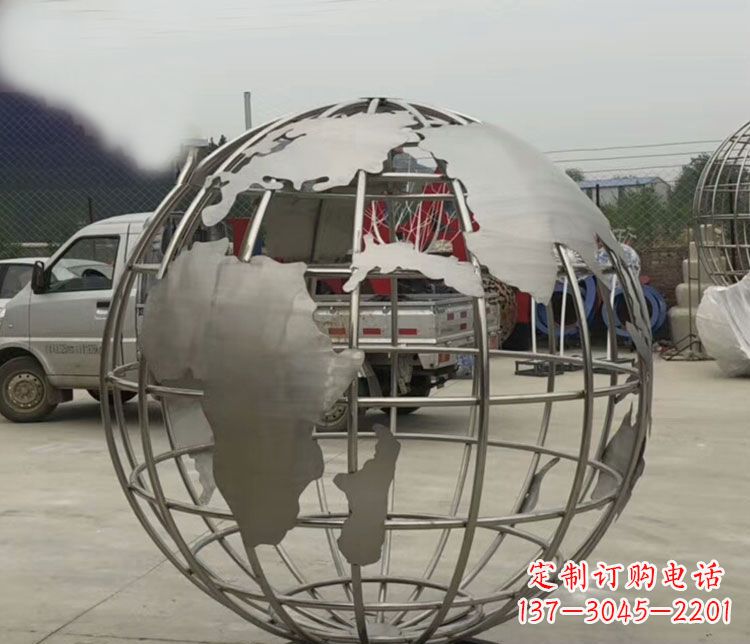 益阳中领雕塑:精美不锈钢地球仪雕塑