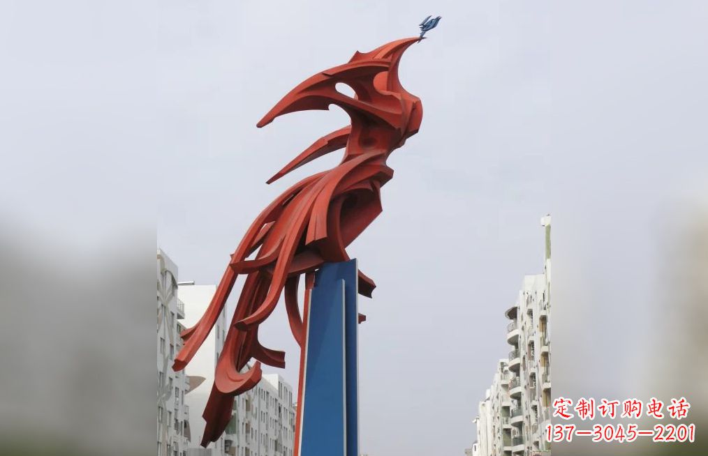 益阳广场不锈钢凤凰抽象雕塑
