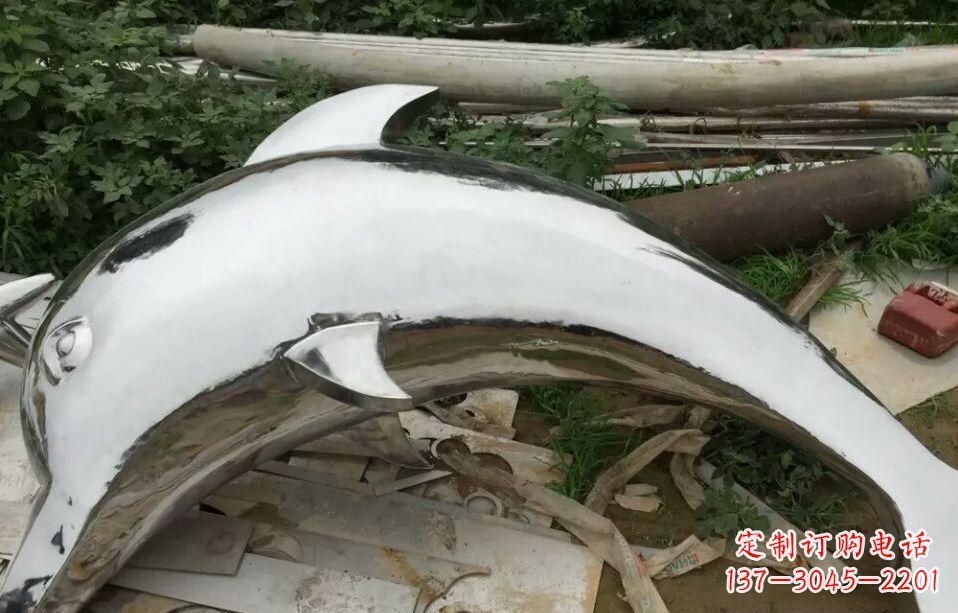 益阳广场不锈钢海豚雕塑 (2)