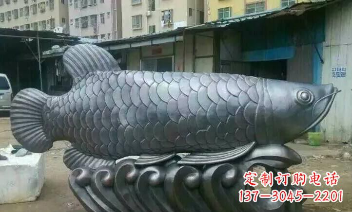 益阳广场不锈钢金龙鱼雕塑 (2)