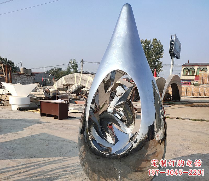 益阳持久耐看的不锈钢镜面水滴雕塑