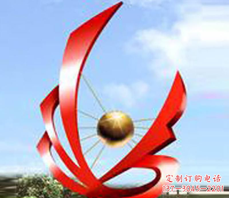 益阳让风带来梦想——中领雕塑飘带球网景观雕塑