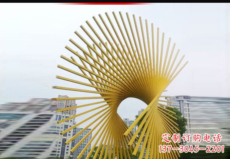 益阳现代美学——不锈钢树枝扇形景观雕塑