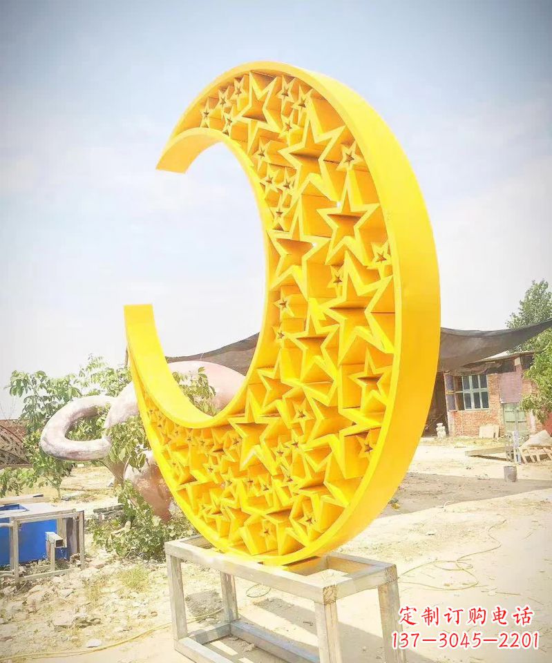 益阳广场不锈钢五星月亮雕塑