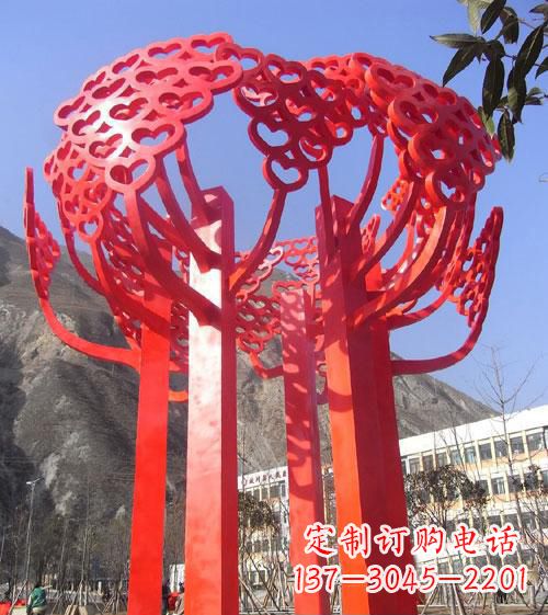 益阳不锈钢心形树叶大树雕塑,展示爱与生命