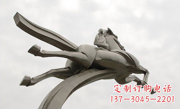 益阳广场不锈钢一马当先景观雕塑