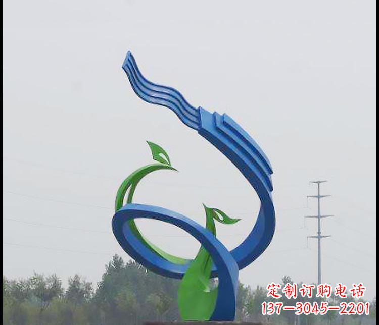 益阳完美锻造,彩色不锈钢抽象凤凰雕塑