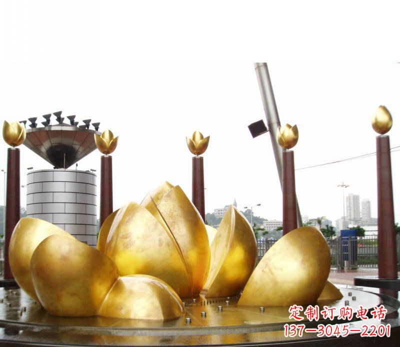 益阳广场抽象莲花景观铜雕