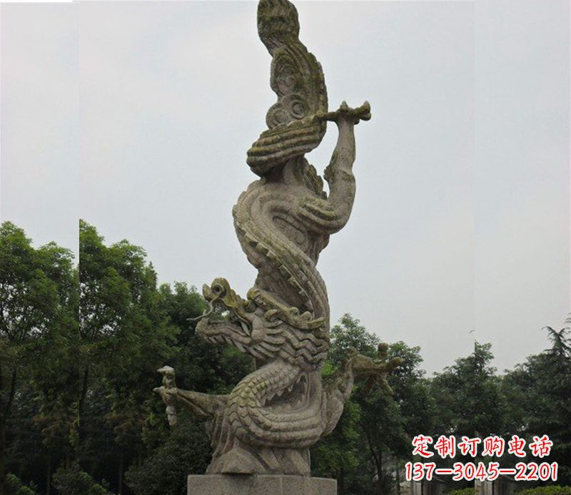 益阳中领雕塑|古典美感的大理石龙雕塑