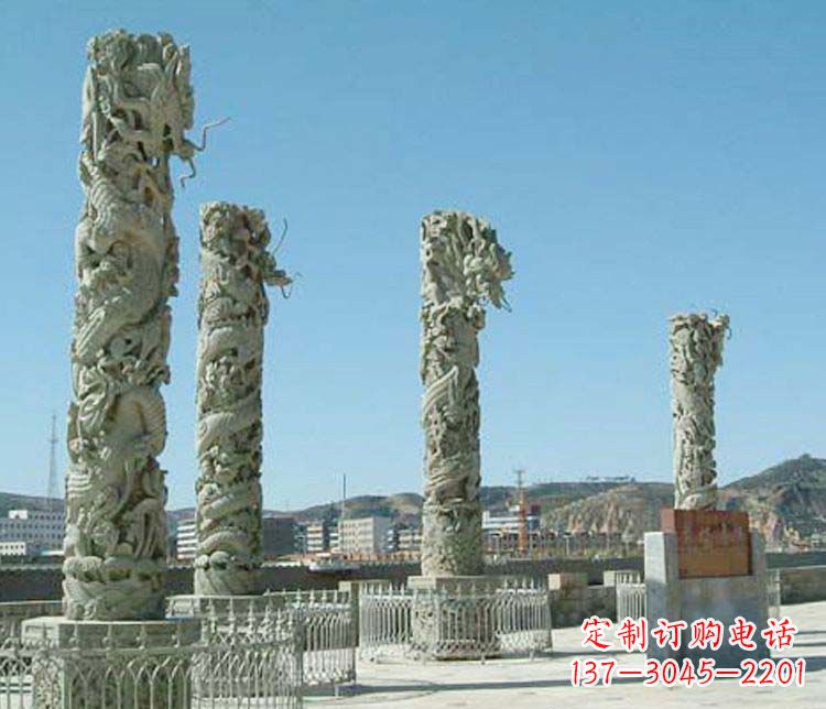 益阳中领雕塑的大理石盘龙柱景观石雕