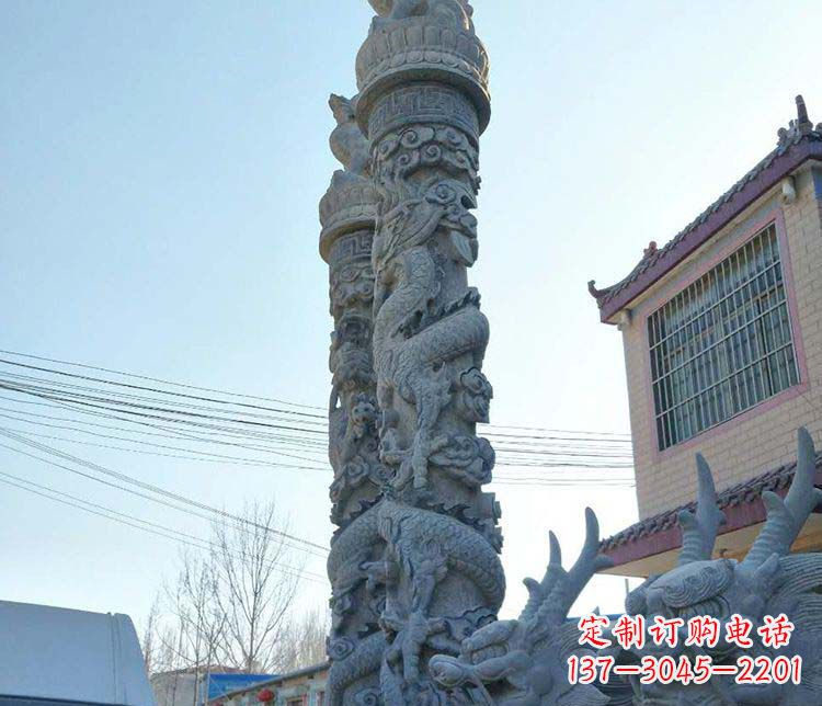 益阳精美广场大理石龙柱雕塑