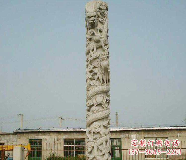 益阳中领雕塑——独具特色的大理石盘龙柱雕塑