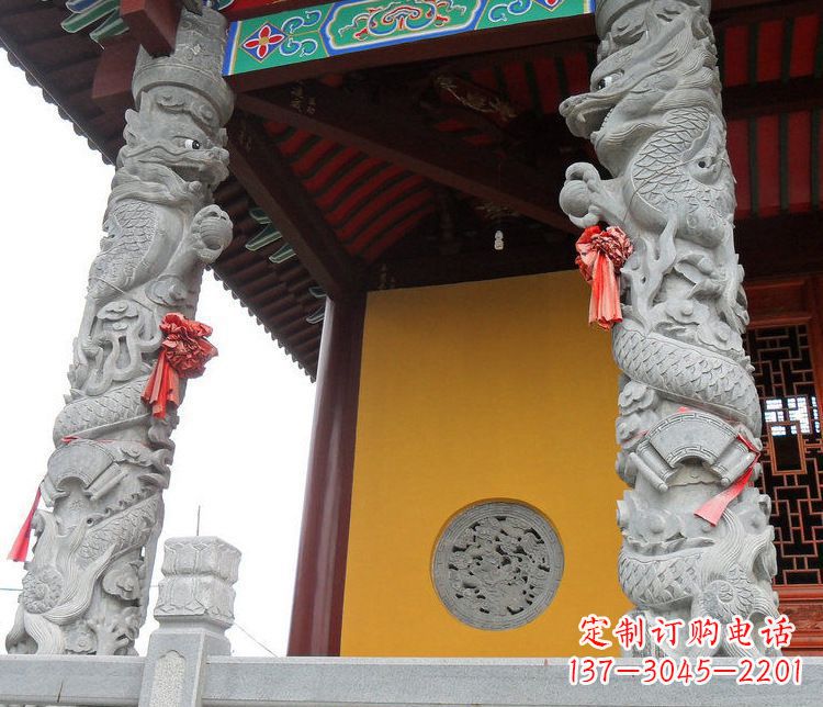 益阳广场大理石盘龙柱景观石雕_2