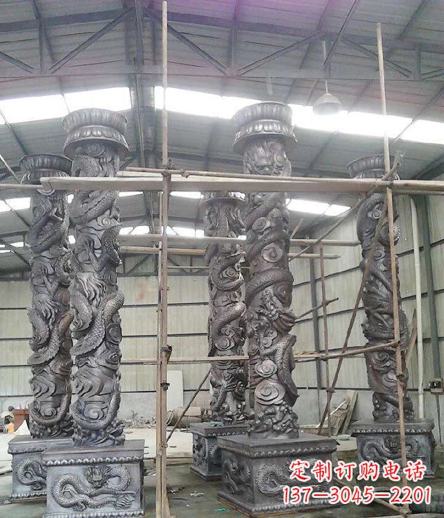 益阳传统艺术雕刻精美大型仿铜龙柱
