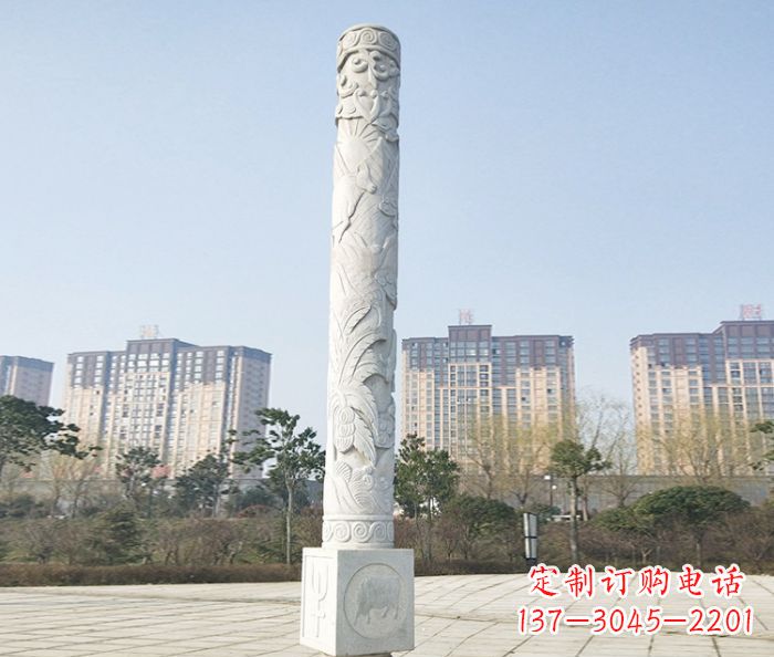 益阳广场景观大理石龙柱石雕_2 (2)