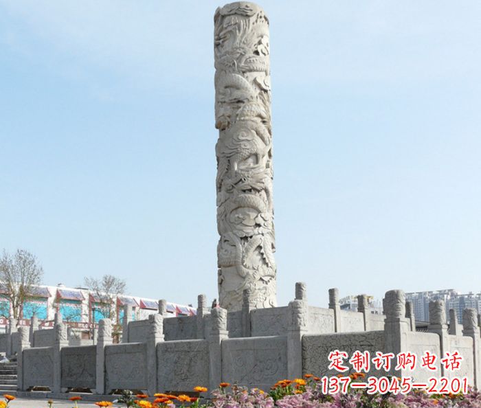 益阳广场景观大理石龙柱石雕_1 (2)