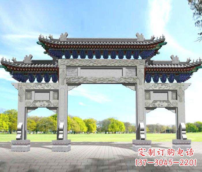 益阳广场景观大理石牌楼石雕