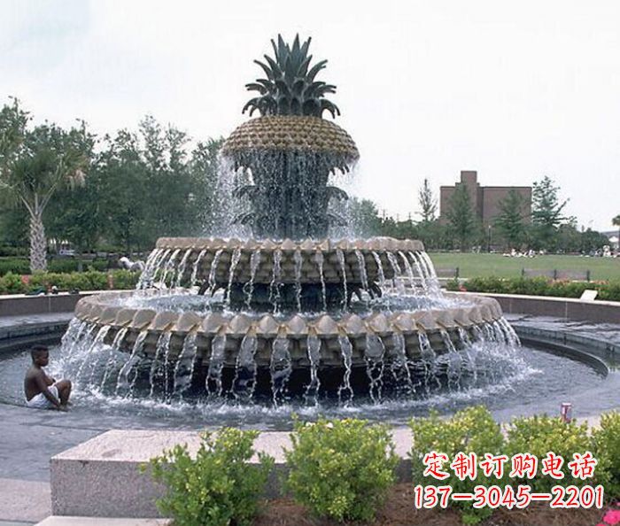 益阳广场景观大型菠萝喷泉石雕