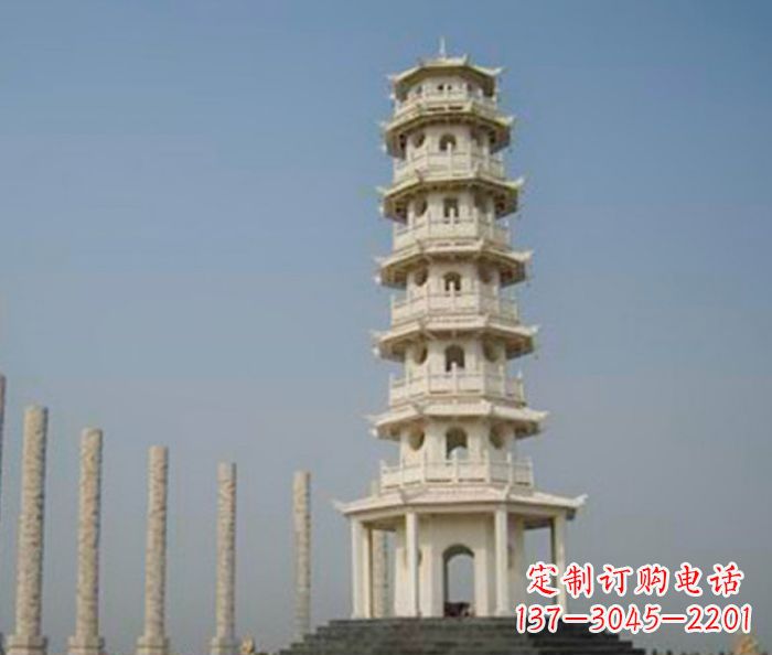益阳广场景观多层宝塔石雕 (2)