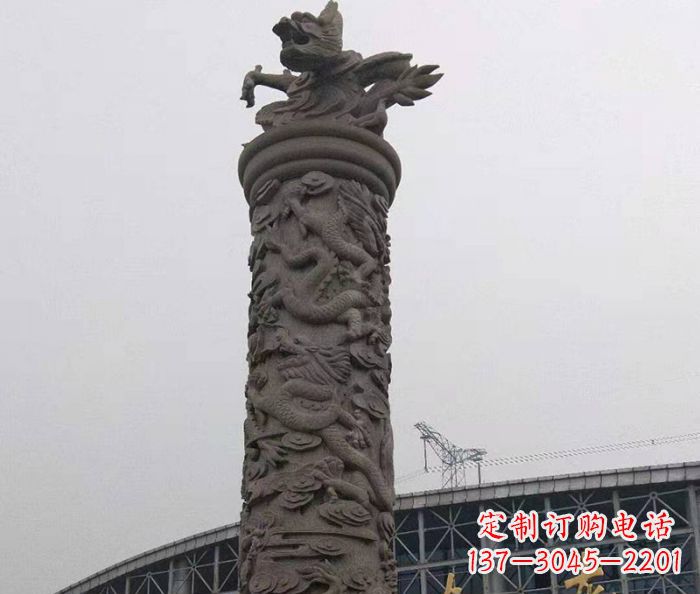 益阳中领雕塑|仿古盘龙柱石雕