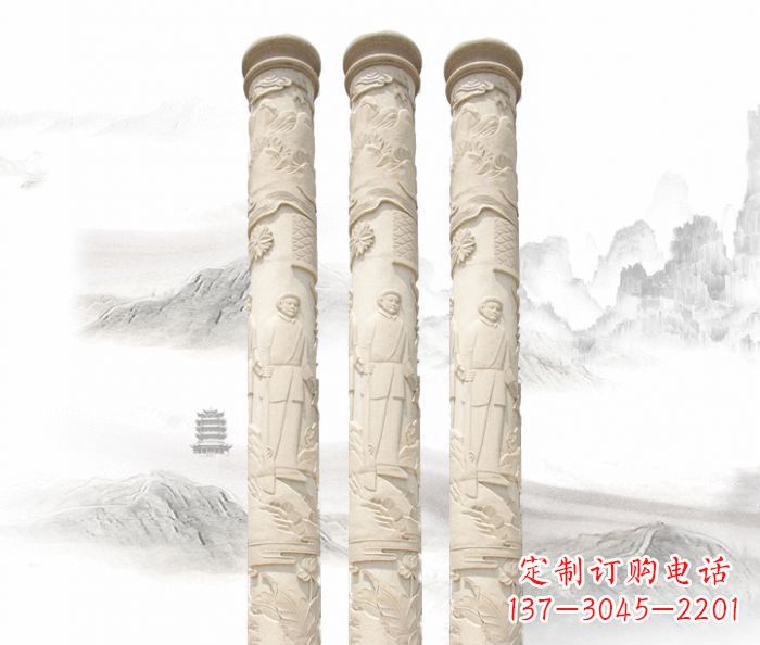 益阳广场景观汉白玉龙柱石雕