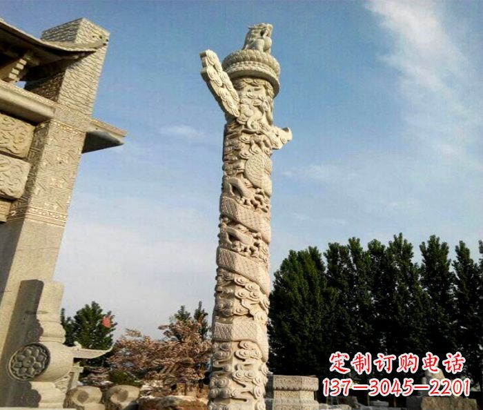 益阳广场景观华表石雕 (2)