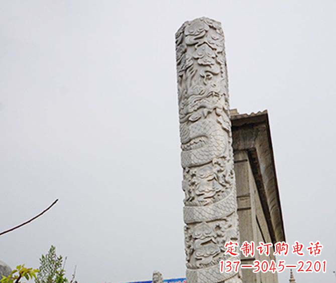 益阳精美艺术品,象征霸气,盘龙柱石雕