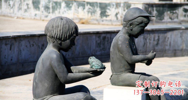 益阳儿童景观铜雕,携带童趣的青蛙