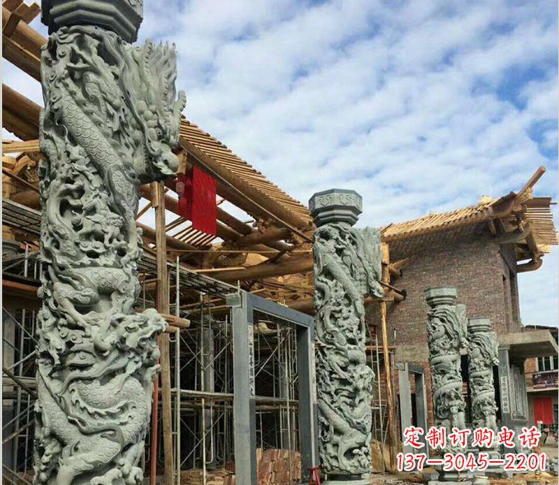 益阳高雅大气的龙柱石雕