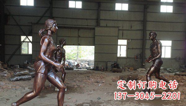 益阳广场跑步女生人物铜雕
