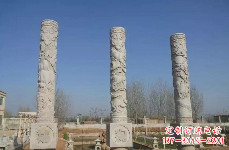 益阳十二生肖文化柱石雕,展现传统文化风采
