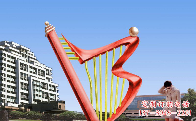 益阳广场竖琴不锈钢雕塑